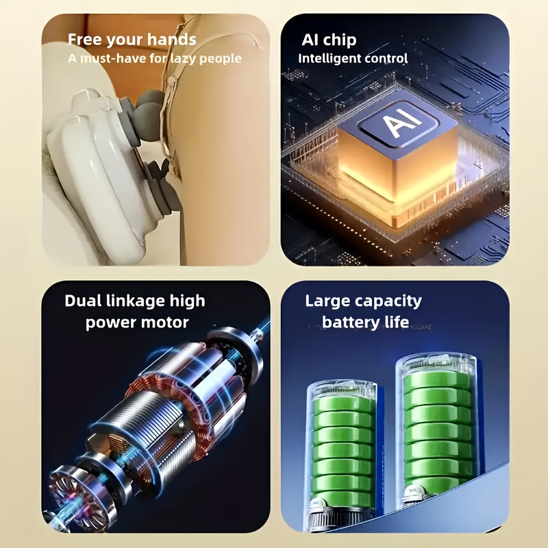 This Handheld Deep Tissue Massager Features a Four-Head Massage Gun with an Ergonomic Design, USB Power Supply, And ABS Material. It Has Adjustable Speeds And Is Suitable for Relaxing Various Body Parts Including The Feet, Legs, Waist, Back, And Neck.