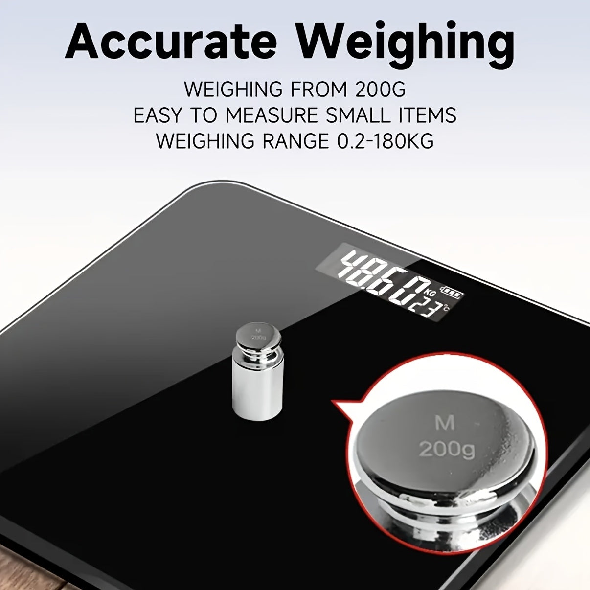 Conridel Digital Bathroom Scale with LED Display - High Accuracy Body Weight Scale up to 400 lbs\u002F180kg, Smart, for Bedside, Use, &, - Easy-Read Tracker (Durable Plastic, -Pound\u002FKg)