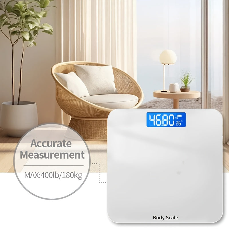 Smart Bathroom Scale with Backlit LCD Display, High-Precision 4-Sensor Digital Body Weight Scale, AAA Battery Operated (Not Included), Accurate Weight Tracking for Home Use