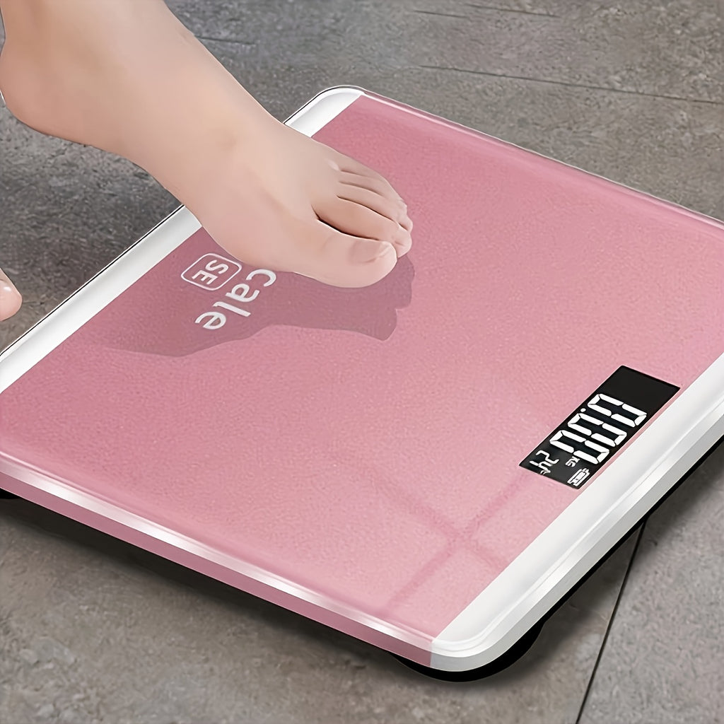 1pc HOTU High-Precision Digital Bathroom Scale with LED Display, Body Weight Scale with kg\u002Flbs\u002FTare\u002FUnit Conversion, Low-Profile Pink & Design, - for Home, Bedside, Bathroom - \u002F Smart Scale