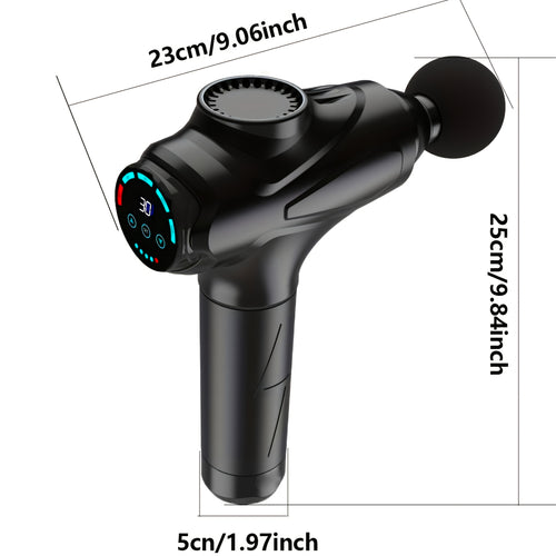 SORUDEL Deep Tissue Massage Gun, a Handheld Electric Muscle Massager, Rechargeable Fascia Gun, Equipped with 10 Professional-Grade Massage Heads, 30 Levels of Adjustable Intensity, High-Definition Touch LCD Screen, Pressure Sensing, And USB Fast Charging.