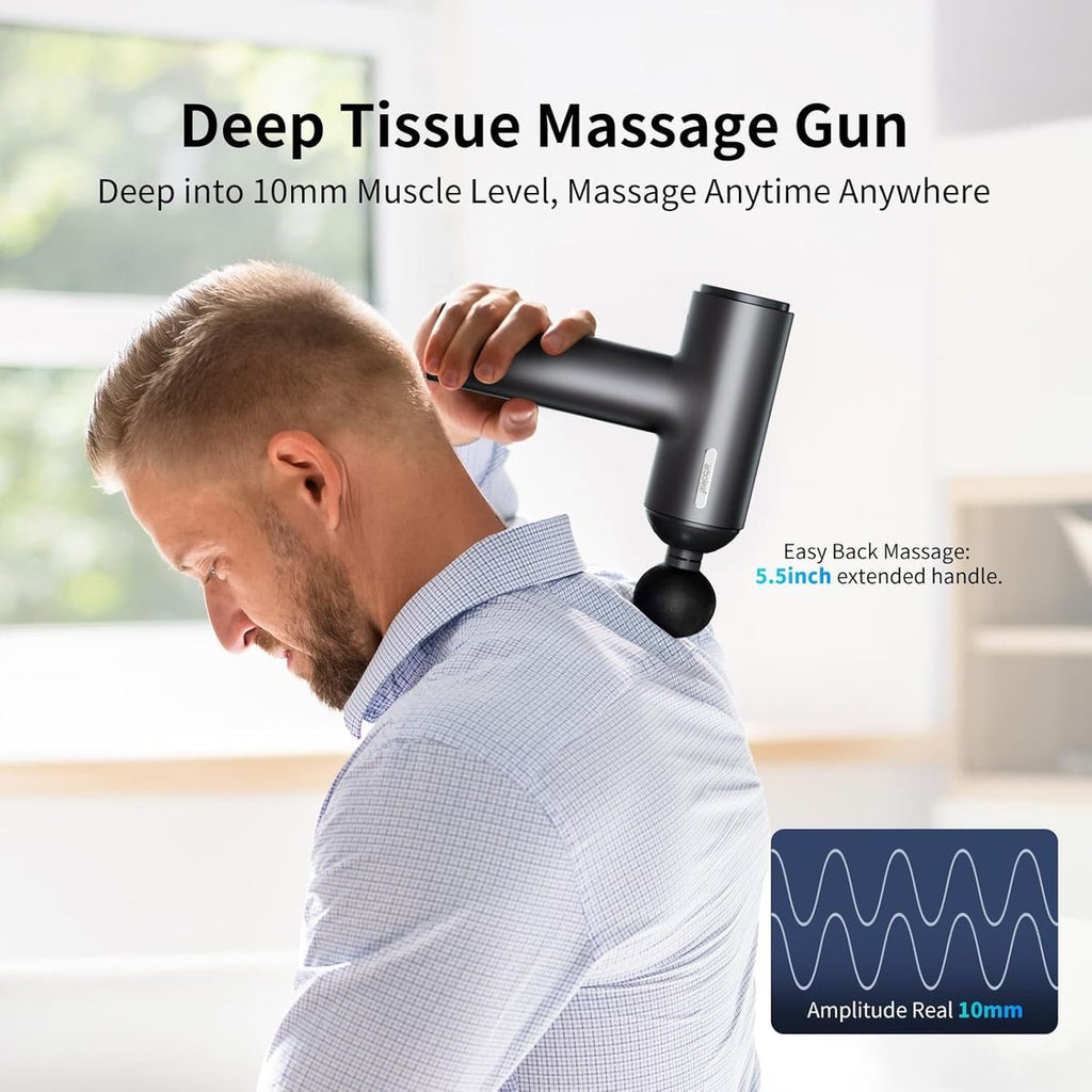 Massage Gun deep Tissue, 6 Speeds Powerful Handheld Percussion Muscle Massager Gun with Portable Travel Case for Back, Shoulder, Sore Muscles, Pain Relief for Athletes, Relax, Gifts,  Compact Design, Sturdy Material, Deep Tissue Massager, Fitness
