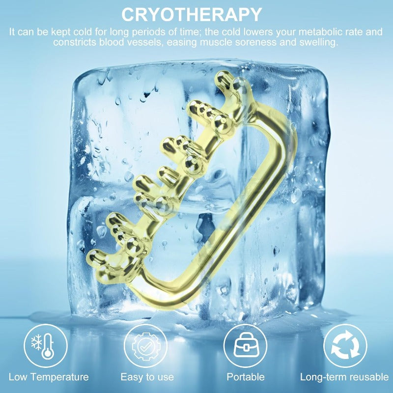 Professional-Grade Stainless Ice Fascia Massage Tool - Golden Ice Gun-like Trigger Point Device for, & Myofascial Release, Portable Deep Tissue Massager for \u002FOffice\u002FGym, Light Beige Tightening & Wrinkle