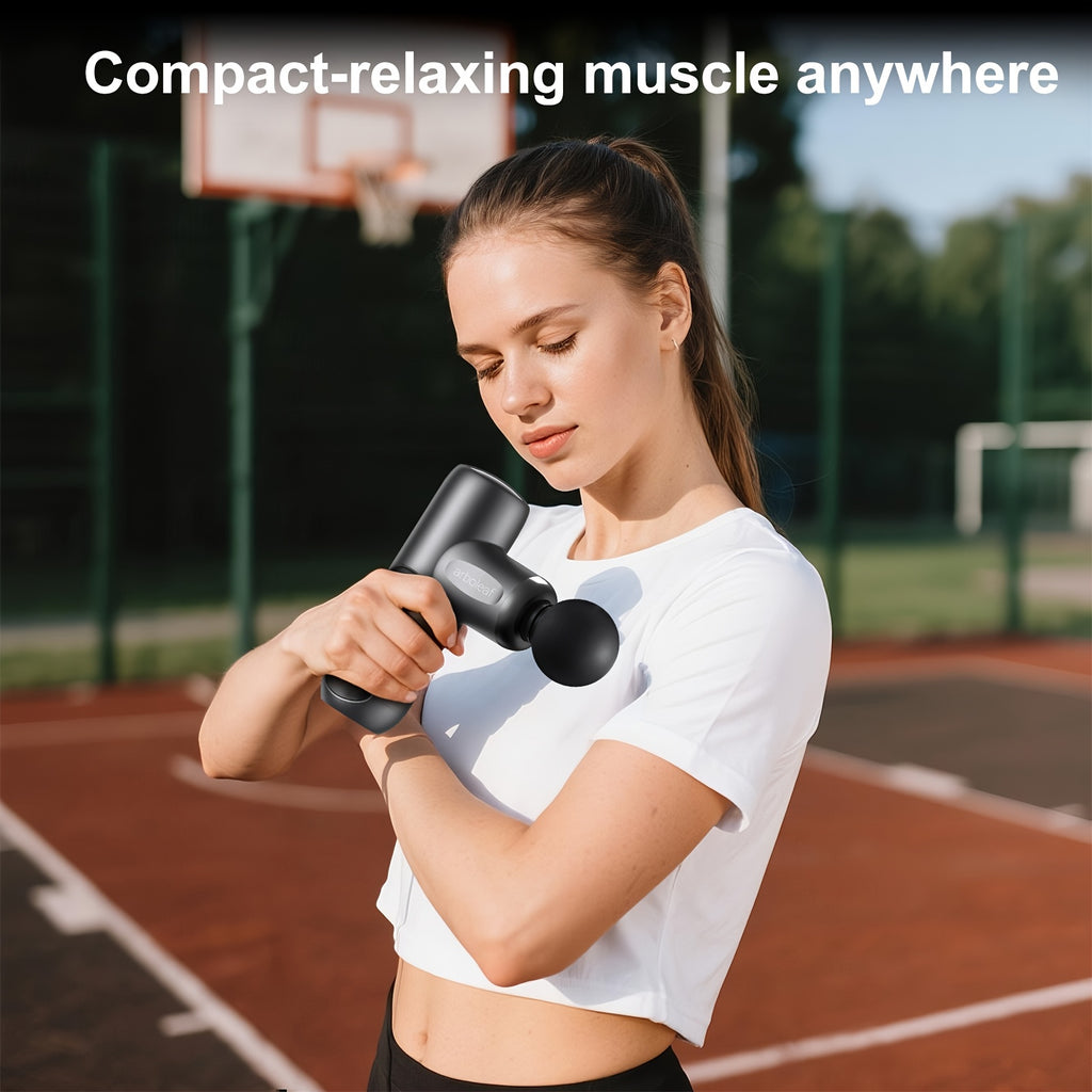 Arboleaf Mini Massage Gun: Deep Tissue Percussion Muscle Massager with 5 Speed Levels & Multi-Function Heads, Portable & Quiet – Perfect Holiday Gift for Shoulder, Neck, Waist, and Back