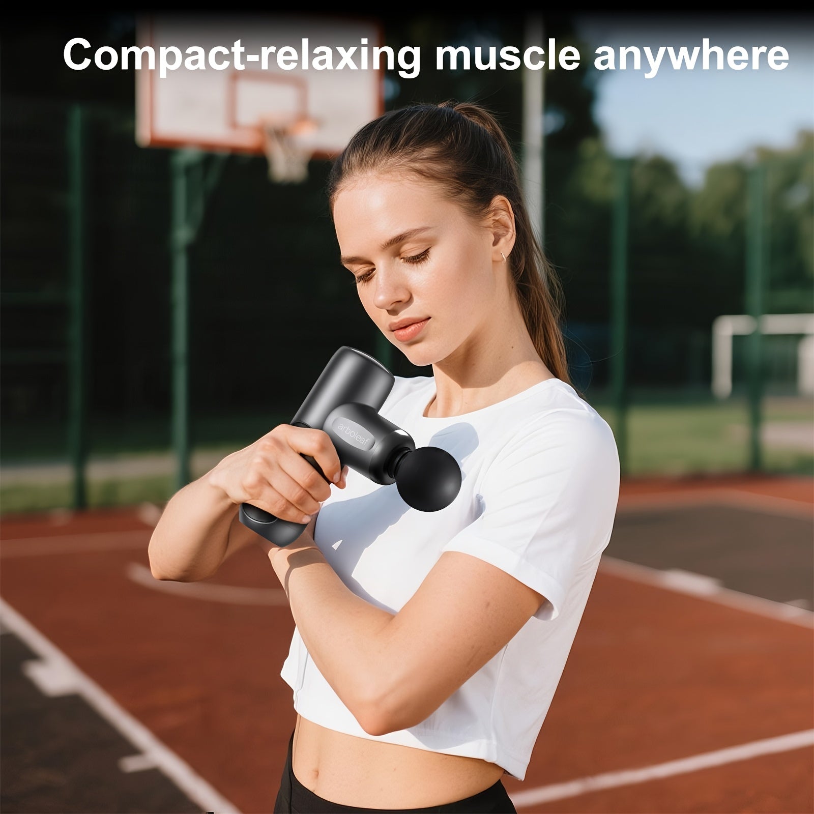 Arboleaf Mini Massage Gun: Deep Tissue Percussion Muscle Massager with 5 Speed Levels & Multi-Function Heads, Portable & Quiet – Perfect Holiday Gift for Shoulder, Neck, Waist, and Back