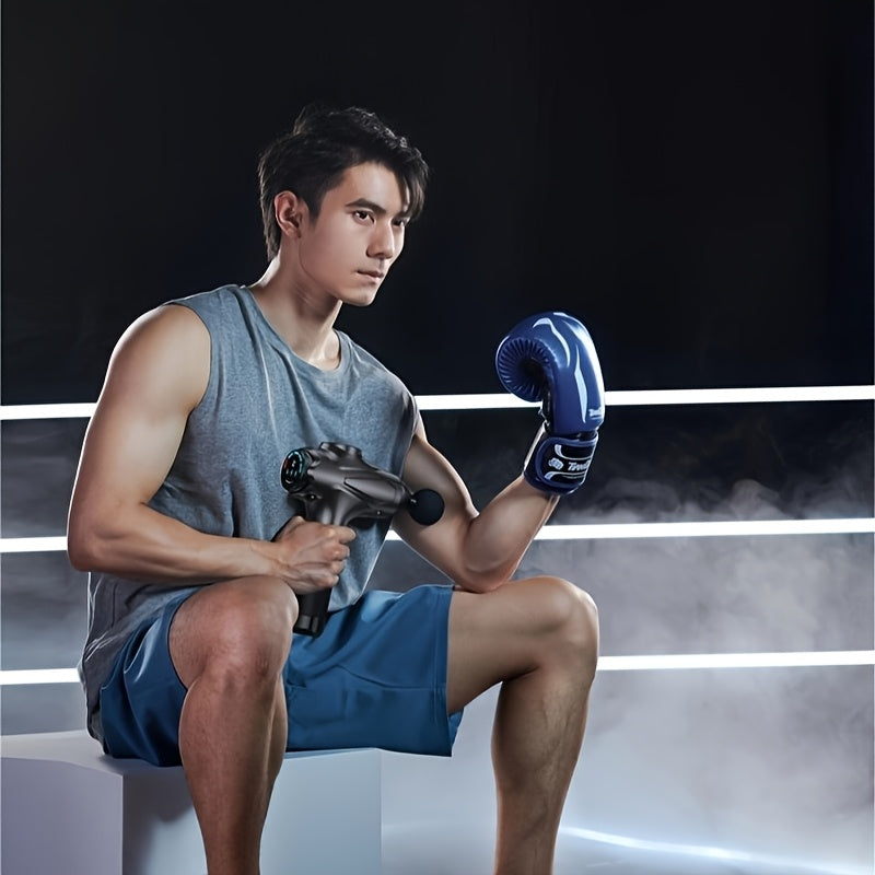 SORUDEL Deep Tissue Massage Gun, a Handheld Electric Muscle Massager, Rechargeable Fascia Gun, Equipped with 10 Professional-Grade Massage Heads, 30 Levels of Adjustable Intensity, High-Definition Touch LCD Screen, Pressure Sensing, And USB Fast Charging.