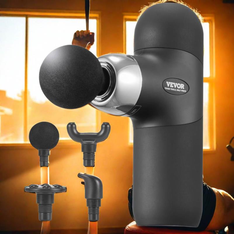 Deep Tissue Massage Gun for Athletes with 4 Settings and 4 Interchangeable Massage Heads Rechargeable Mini Percussion Massager for and Muscle Relaxation