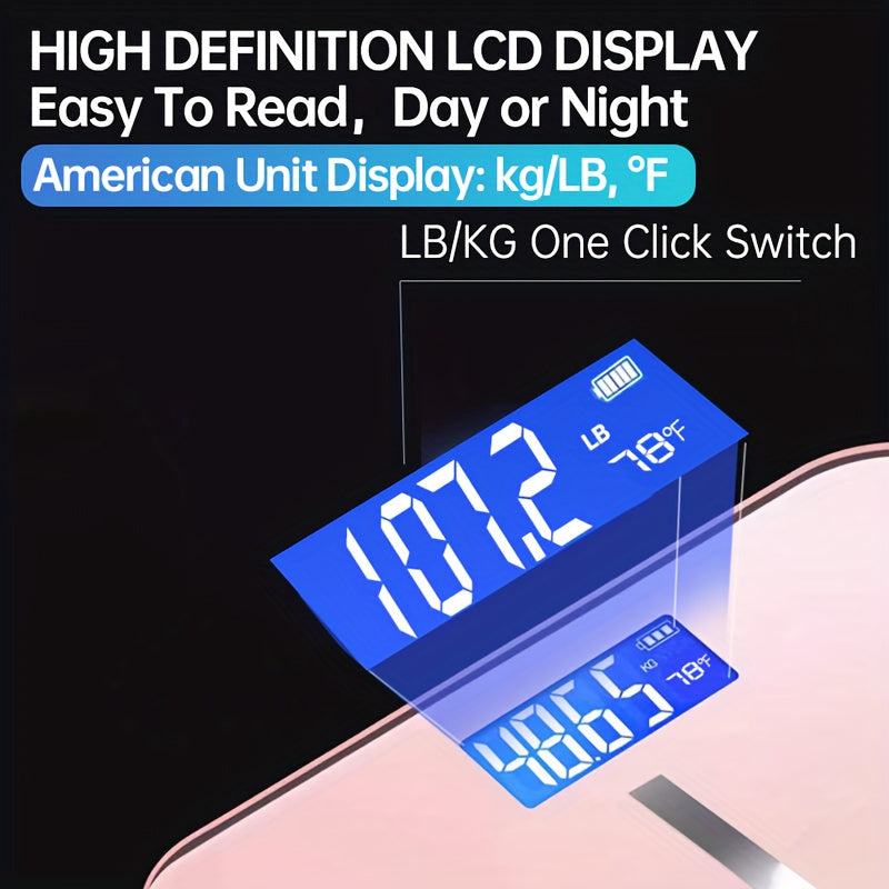 Upgraded Design, Enlarged Surface, 400 LB High-strength & High-precision Electronic Weight Scale, Smart Digital Bathroom Scale, Unlimited User, Automatic Recognition, HD LCD Display & Temperature Display, LB\u002FKG Multi-function Body Weighing Machine