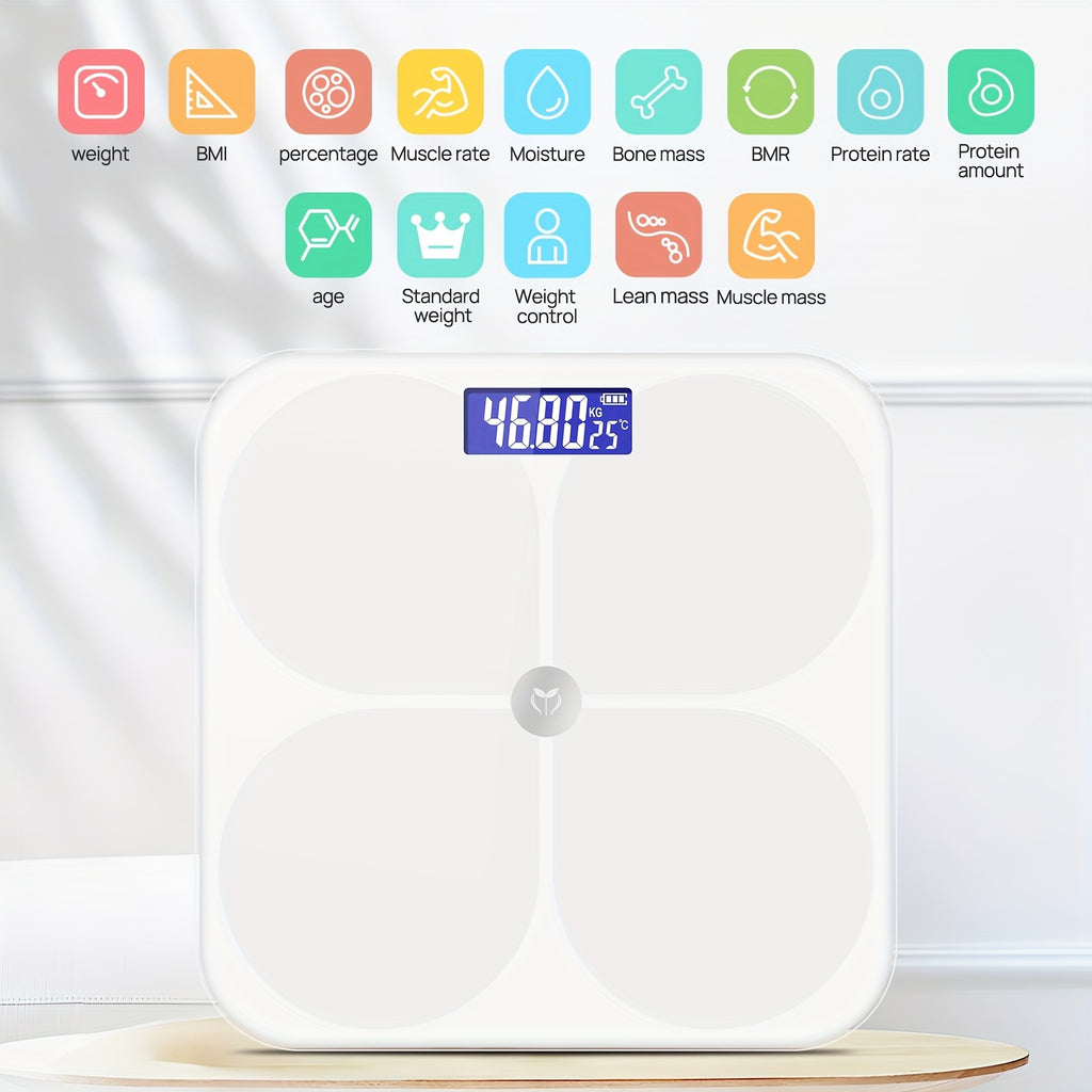 Smart Electronic Weight Scale Smart Electronic Weight Scale with LCD Display, Temperature Display, Maximum Weighing: 400 lbs (180 kg), Battery Powered, Flexible Switch lb\u002Fkg