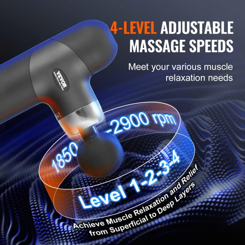 Deep Tissue Massage Gun for Athletes with 4 Settings and 4 Interchangeable Massage Heads Rechargeable Mini Percussion Massager for and Muscle Relaxation