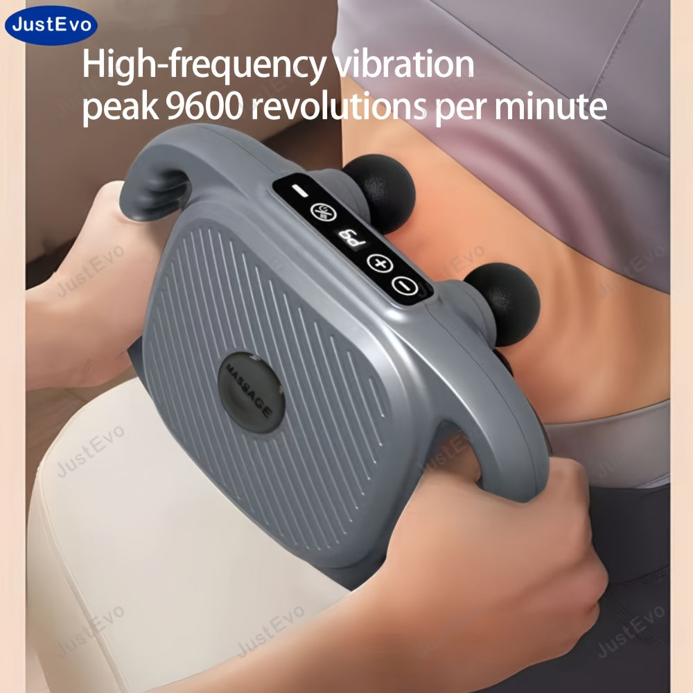 JustEvo Professional 6-Head Fascia Massage Gun, Multiple Modes, Various Intensity Levels, High-frequency Vibration, Muscle Relaxation, Full-body Massage, Suitable for Home, Office, And Gym Use.