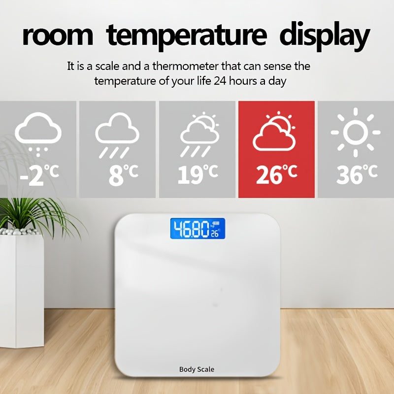 Smart Bathroom Scale with Backlit LCD Display, High-Precision 4-Sensor Digital Body Weight Scale, AAA Battery Operated (Not Included), Accurate Weight Tracking for Home Use