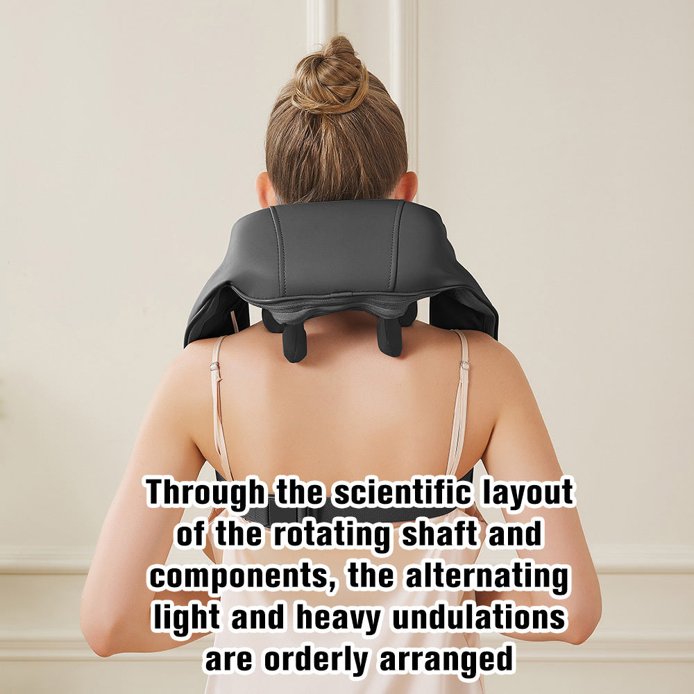 Upgraded Wireless Massager with 2000mAh Battery, Eight-Character Grasping and Kneading, Hot Compress, Silent Operation, Durable Thickened Faux Leather Case - Black