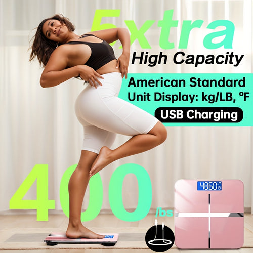 High Precision Scale Ultra High 400 LB Weight Scale, High Precision Smart Digital Bathroom Scale | LB\u002FKG Convertible, Multi-function Temperature Display, HD LCD Display, Ultra Wide Platform And Large Capacity For Home, Dorm, Gym Or Office Use