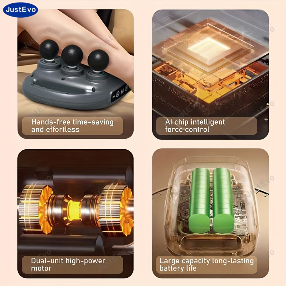 JustEvo Professional 6-Head Fascia Massage Gun, Multiple Modes, Various Intensity Levels, High-frequency Vibration, Muscle Relaxation, Full-body Massage, Suitable for Home, Office, And Gym Use.