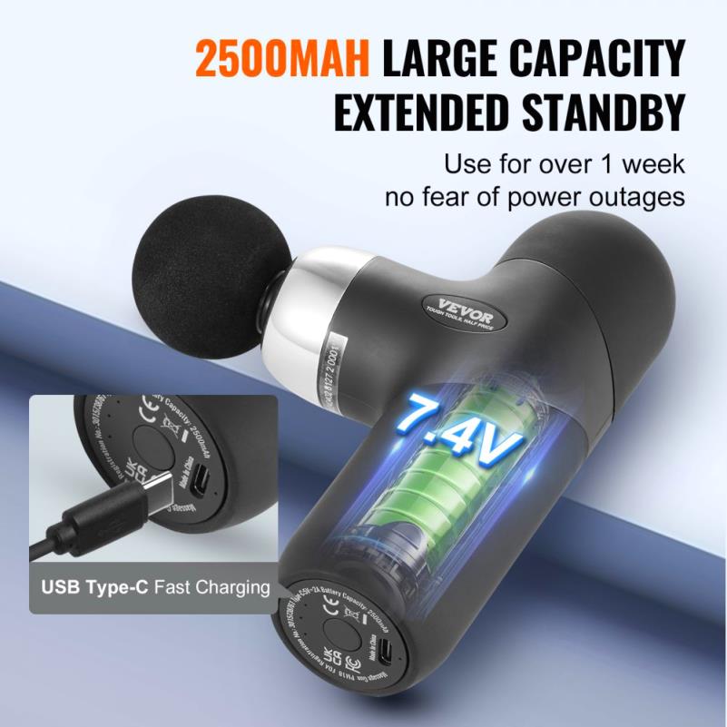 Deep Tissue Massage Gun for Athletes with 4 Settings and 4 Interchangeable Massage Heads Rechargeable Mini Percussion Massager for and Muscle Relaxation