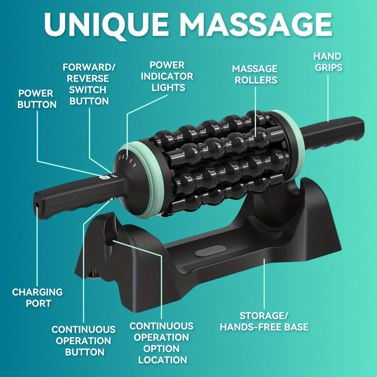 5-Speed RPM Percussive Massager - Hands-Free Deep Tissue Roller for Legs, Back, And Calves, Rechargeable Muscle Massager, Portable Gift for Sports Enthusiasts