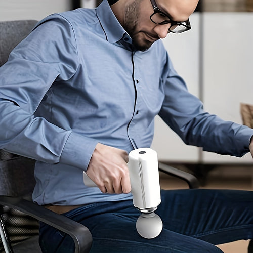 Small Portable Rechargeable Handheld Massage Gun, High Intensity Vibration and Knocking to Relax Deep Muscles, with 4 Massage Heads, Multi-speed Adjustable, Suitable for Men and Women, for Whole Body