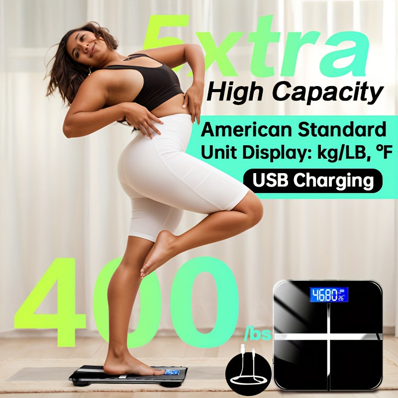 High Precision Scale Ultra High 400 LB Weight Scale, High Precision Smart Digital Bathroom Scale | LB\u002FKG Convertible, Multi-function Temperature Display, HD LCD Display, Ultra Wide Platform And Large Capacity For Home, Dorm, Gym Or Office Use