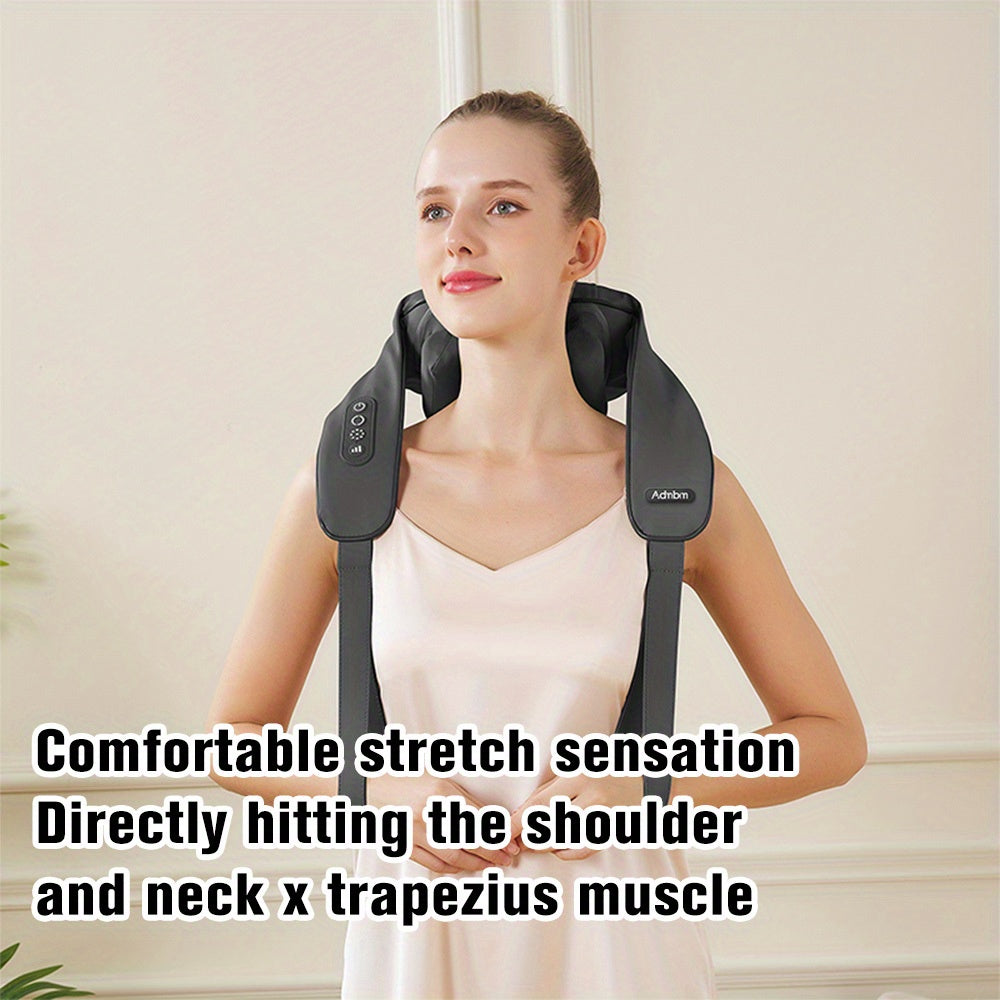 Upgraded Wireless Massager with 2000mAh Battery, Eight-Character Grasping and Kneading, Hot Compress, Silent Operation, Durable Thickened Faux Leather Case - Black