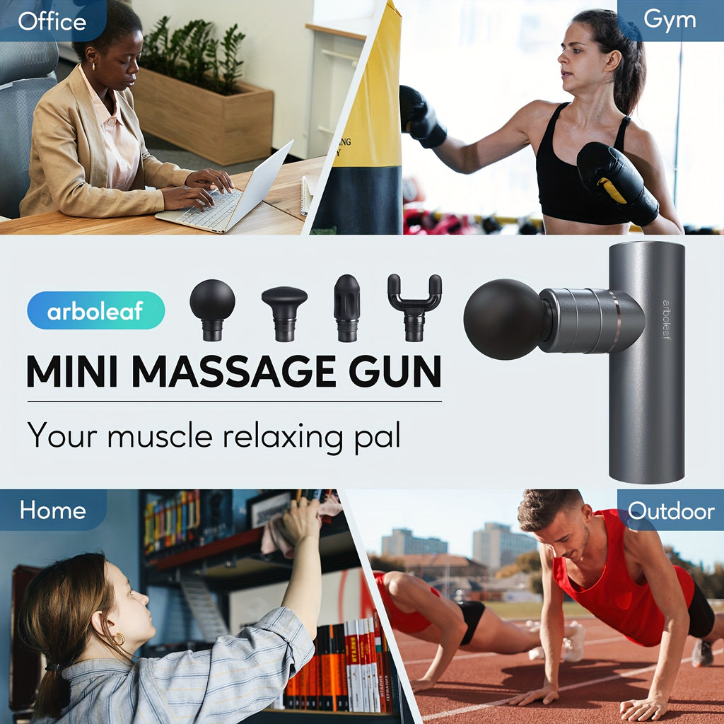 Compact Massage Gun Compact 5-Speed (3200 RPM) Metallic Green Massage Gun | 4 Attachments, 5.4'' Pocket-Sized for On-the-Go Muscle Relaxation, Percussion for Pre\u002FPost Workout, Includes Travel Case - Ideal Gift for Dad\u002FMom, Christmas & Birthdays