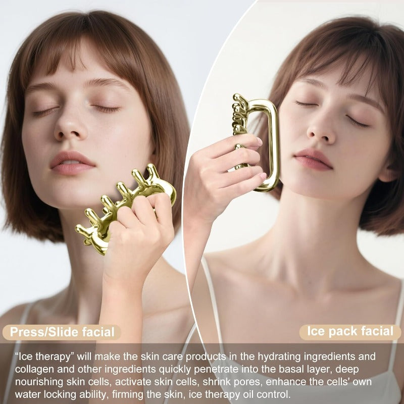 Professional-Grade Stainless Ice Fascia Massage Tool - Golden Ice Gun-like Trigger Point Device for, & Myofascial Release, Portable Deep Tissue Massager for \u002FOffice\u002FGym, Light Beige Tightening & Wrinkle