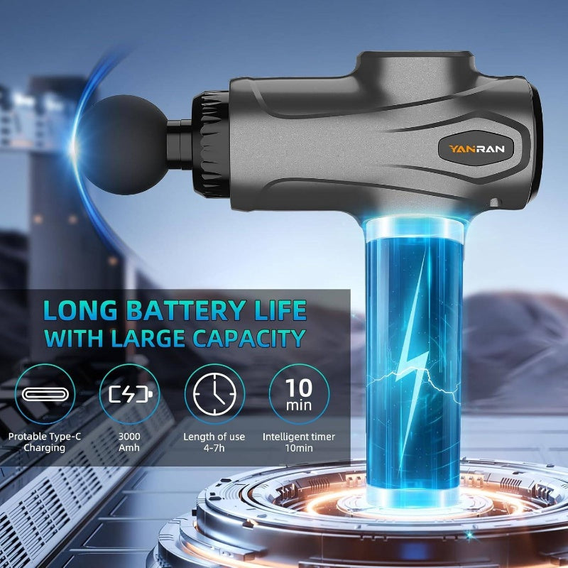 Deep Tissue Massage Gun - -like Portable Percussion Massager with 7 Speed Levels & 6 Interchangeable Heads, - ( Not Included) for, Athletes, Back, Neck, Leg, Arm - Men & Women