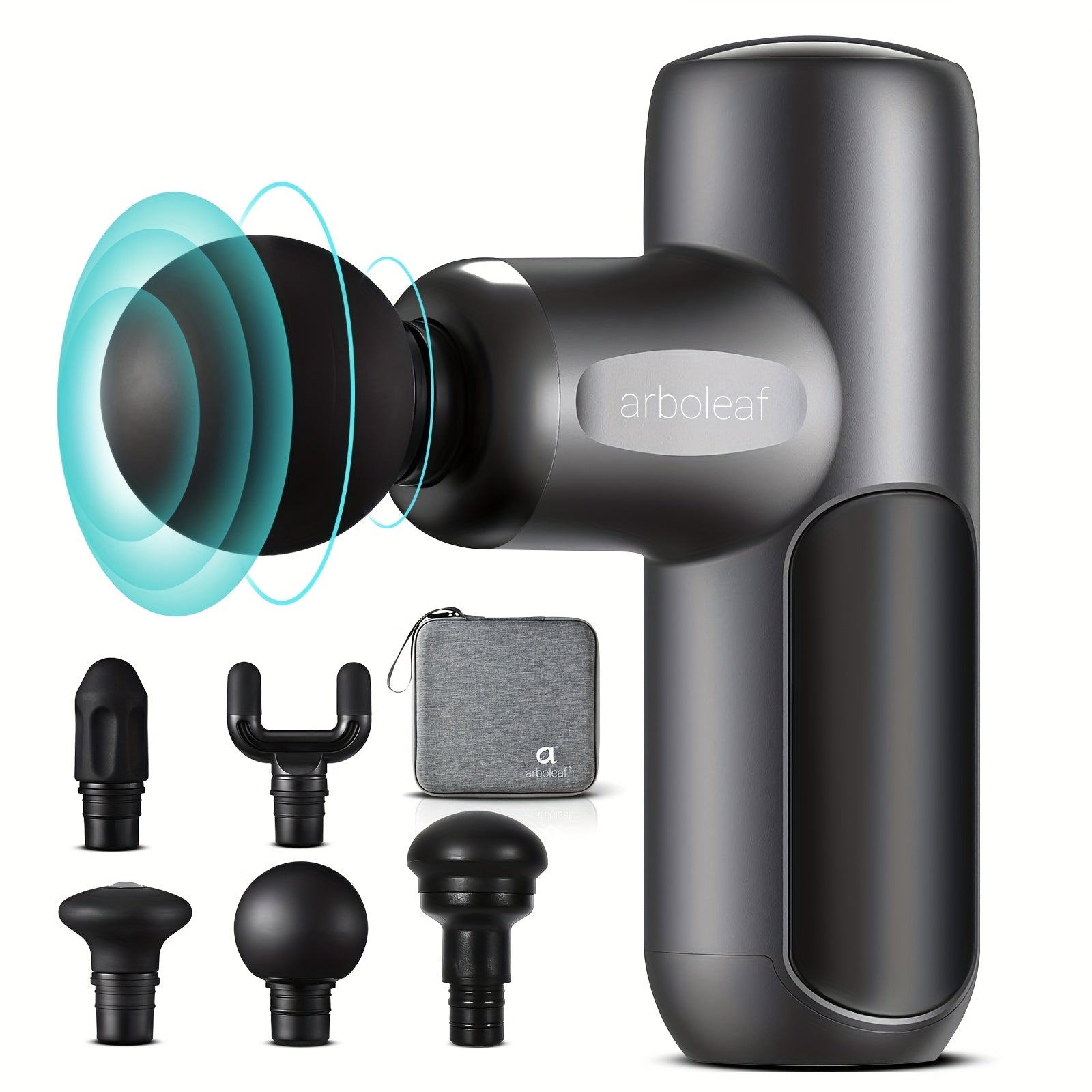 Arboleaf Mini Massage Gun: Deep Tissue Percussion Muscle Massager with 5 Speed Levels & Multi-Function Heads, Portable & Quiet – Perfect Holiday Gift for Shoulder, Neck, Waist, and Back
