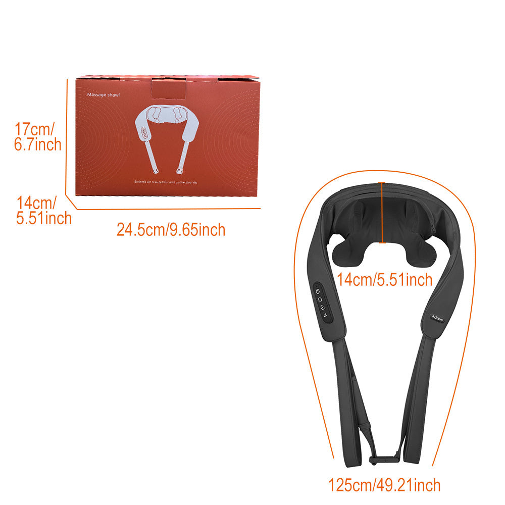 Upgraded Wireless Massager with 2000mAh Battery, Eight-Character Grasping and Kneading, Hot Compress, Silent Operation, Durable Thickened Faux Leather Case - Black