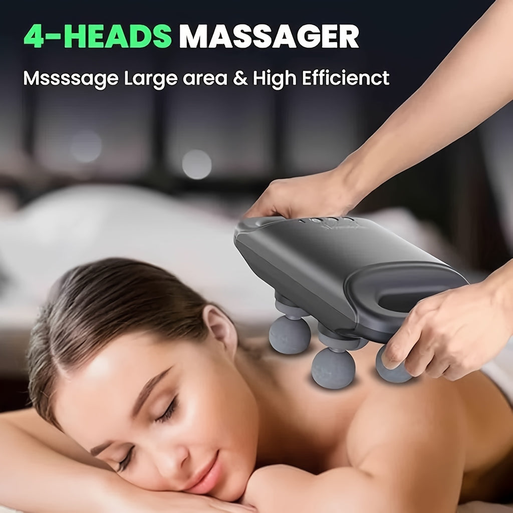 4-Head Massage Gun, Deep Attack Fascia Gun Handheld Impact Massager for Body, Feet, Legs, Waist, Back And Neck Massage Relaxation, High Torque Power Supply, Father'S Day Gift for Dad