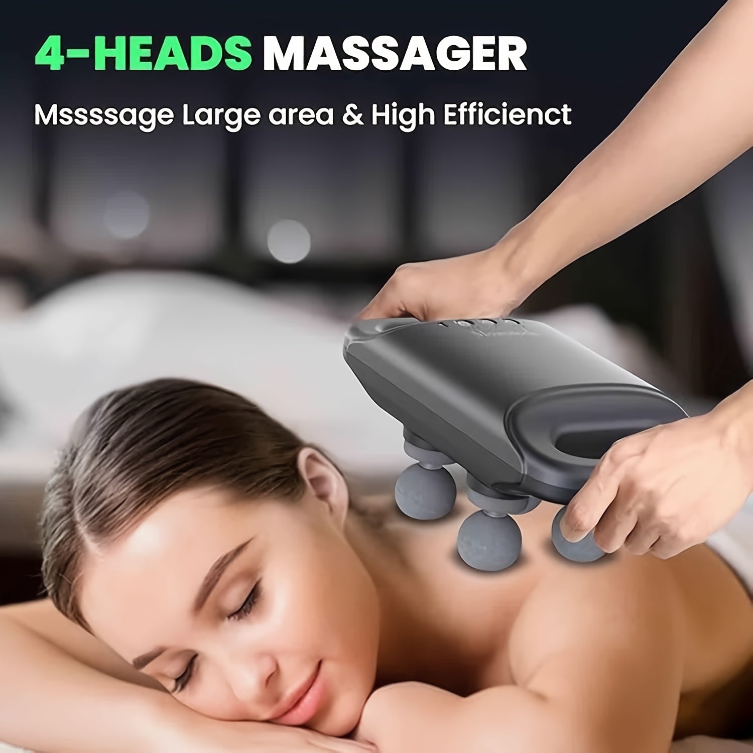 4-Head Massage Gun, Deep Attack Fascia Gun Handheld Impact Massager for Body, Feet, Legs, Waist, Back And Neck Massage Relaxation, High Torque Power Supply, Father'S Day Gift for Dad