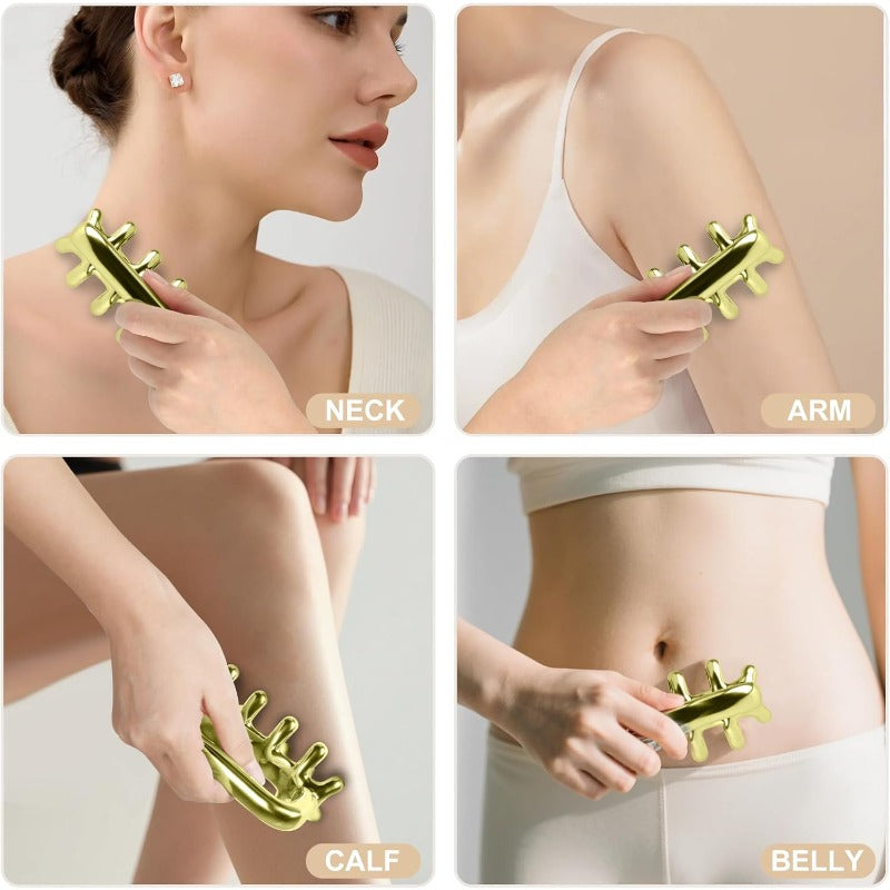 Professional-Grade Stainless Ice Fascia Massage Tool - Golden Ice Gun-like Trigger Point Device for, & Myofascial Release, Portable Deep Tissue Massager for \u002FOffice\u002FGym, Light Beige Tightening & Wrinkle