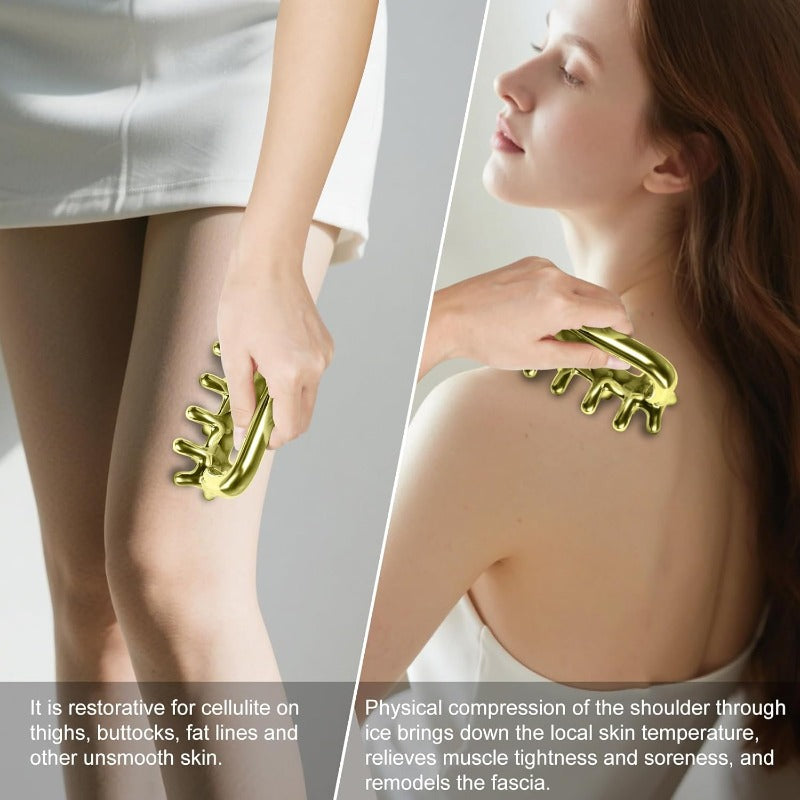 Professional-Grade Stainless Ice Fascia Massage Tool - Golden Ice Gun-like Trigger Point Device for, & Myofascial Release, Portable Deep Tissue Massager for \u002FOffice\u002FGym, Light Beige Tightening & Wrinkle