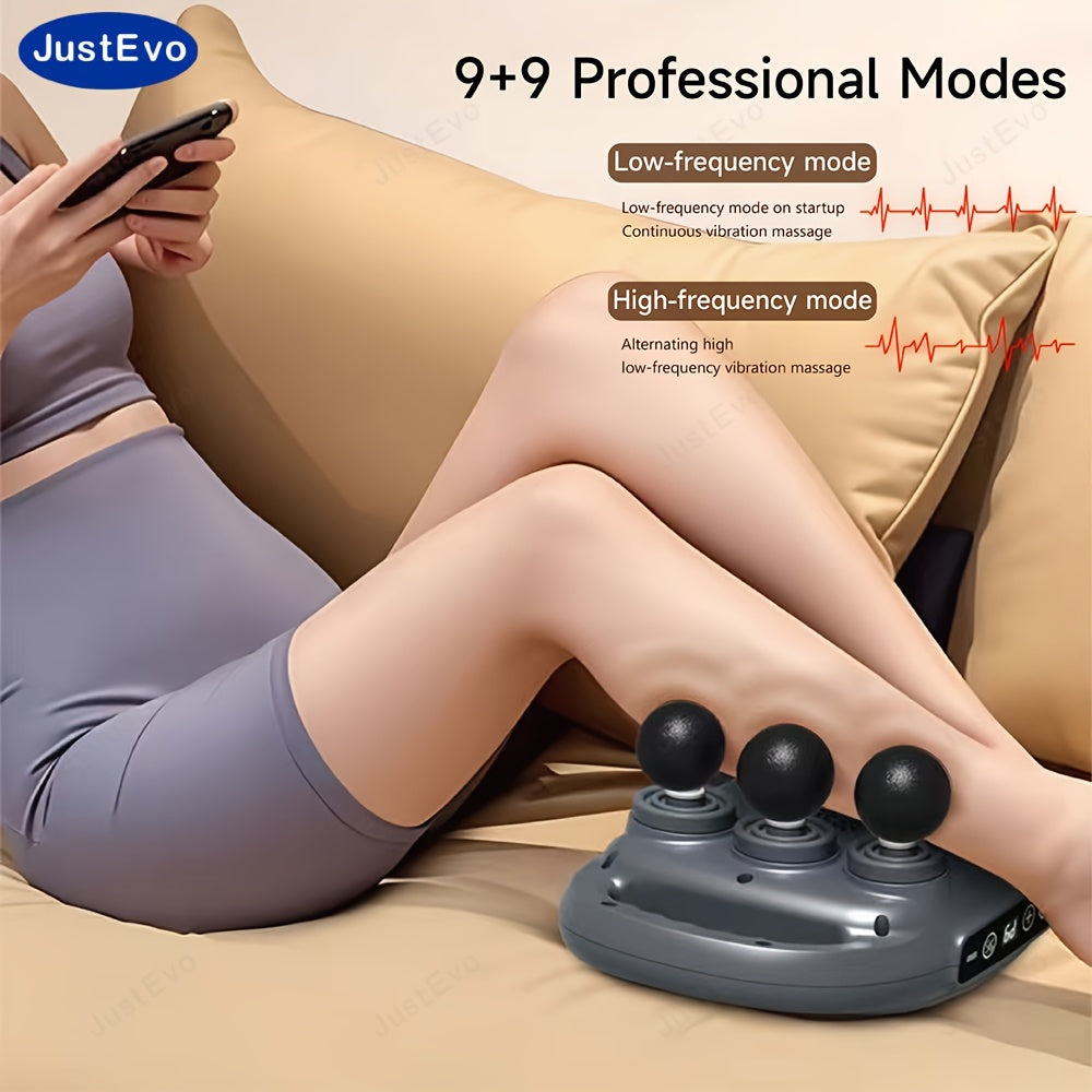 JustEvo Professional 6-Head Fascia Massage Gun, Multiple Modes, Various Intensity Levels, High-frequency Vibration, Muscle Relaxation, Full-body Massage, Suitable for Home, Office, And Gym Use.