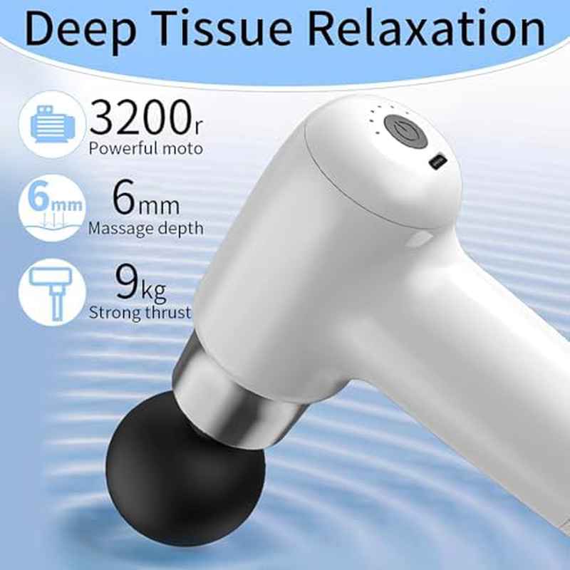 Fascia Gun - Neck Muscle Massager, Smart Frequency Conversion Heads, Compact for Deep Tissue, Portable for Gym Users (White)