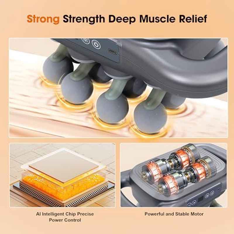 16 Head Massage Gun Set for Deep Tissue, 9 Styles Levels Electric Percussion Massager, Dark Grey