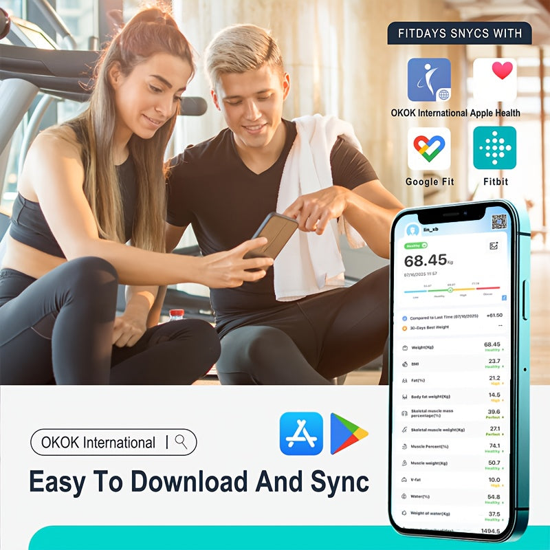 Smart Scale, BMI Weight Scale, Smart Digital LED Weight Scale, Wireless AAP Connection, No Battery, Home Gym Equipment, Digital Weight Scale, Wireless Home Device Synchronization for Home Bathroom