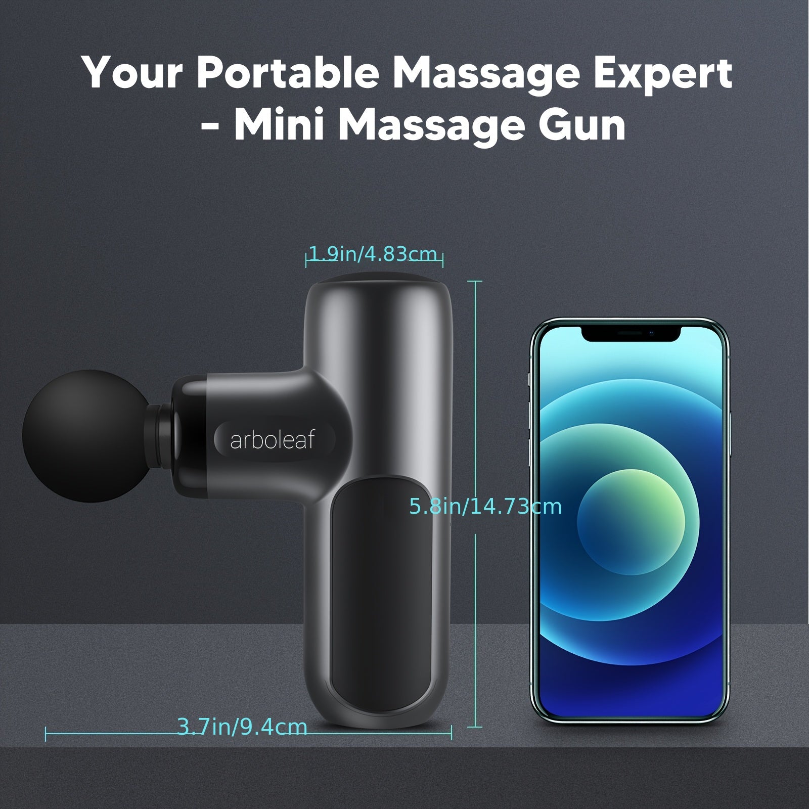 Arboleaf Mini Massage Gun: Deep Tissue Percussion Muscle Massager with 5 Speed Levels & Multi-Function Heads, Portable & Quiet – Perfect Holiday Gift for Shoulder, Neck, Waist, and Back