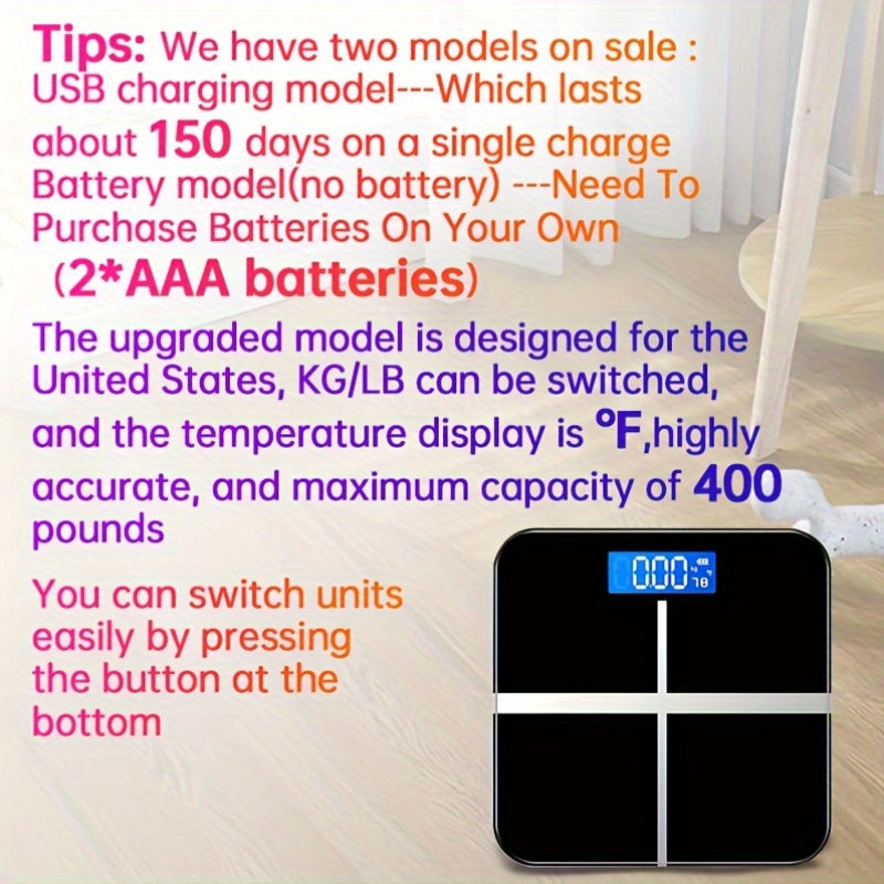 High Precision Scale Ultra High 400 LB Weight Scale, High Precision Smart Digital Bathroom Scale | LB\u002FKG Convertible, Multi-function Temperature Display, HD LCD Display, Ultra Wide Platform And Large Capacity For Home, Dorm, Gym Or Office Use