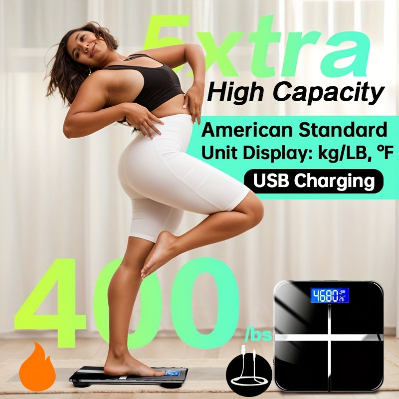 High Precision Scale Ultra High 400 LB Weight Scale, High Precision Smart Digital Bathroom Scale | LB\u002FKG Convertible, Multi-function Temperature Display, HD LCD Display, Ultra Wide Platform And Large Capacity For Home, Dorm, Gym Or Office Use