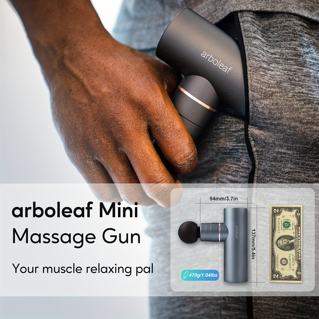 Arboleaf Hot & Cool Mini Massage Gun With Multiple Heads -Pro Percussion Massager Gun With Heating & Cooling Heads, 5 Speed Levels For Deep Tissue Massage For Full Body And Back Arm Massage Gifts For Both Men And Women Ideal For For Muscle Relaxation