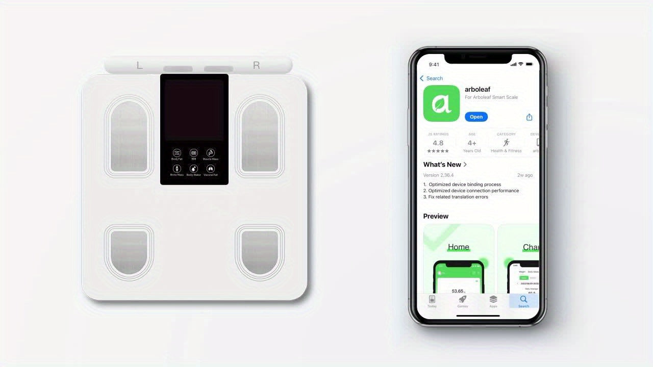 Arboleaf Smart Body Fat Scale With Sensory Handle-8-Electrode High Precision Body Composition Monitor With 26 Metrics, Large LED Display, BMI, Muscle & Fat Measurement, Compatible For Apple Health And Android Health, Suitable For Gym And Home Use