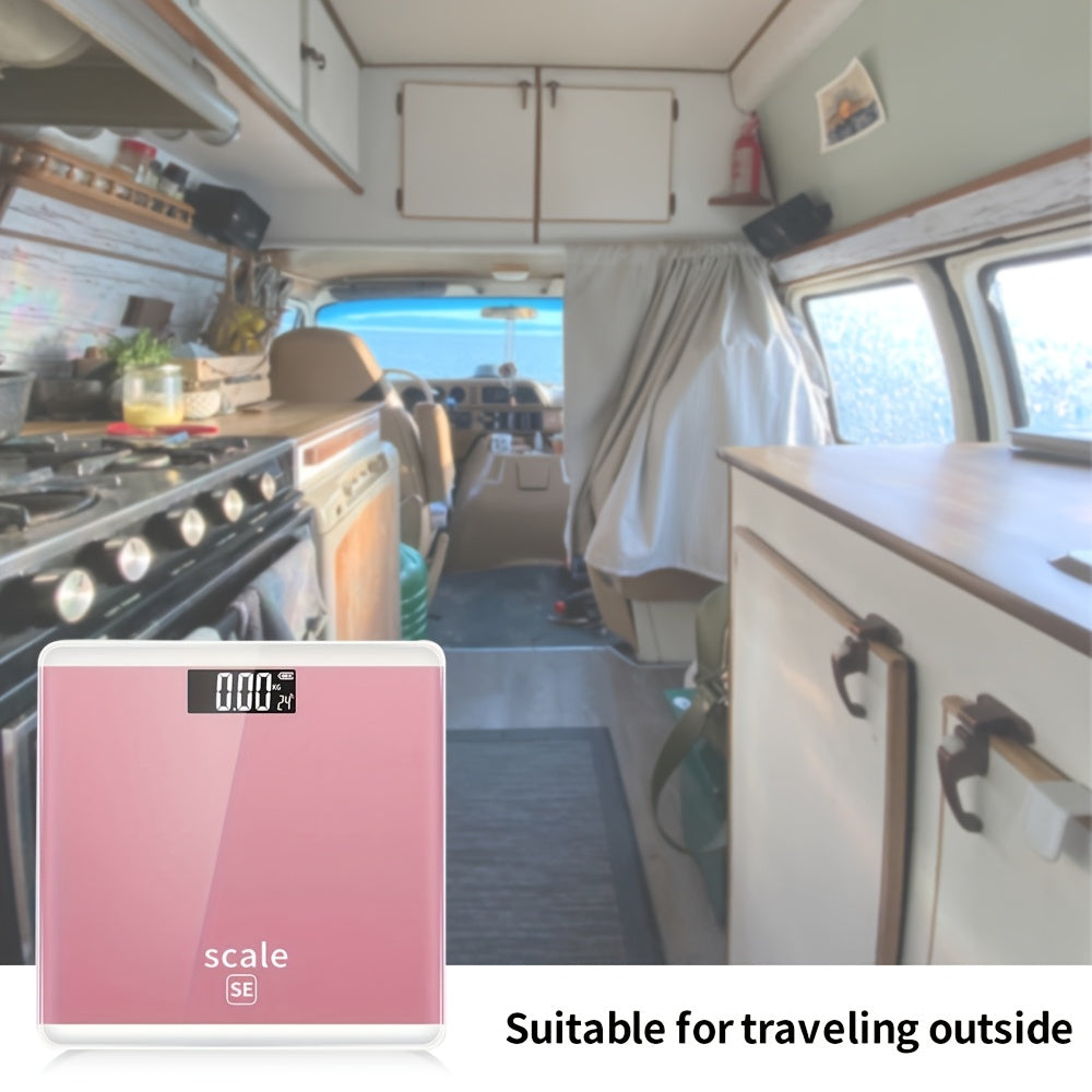 1pc Digital Bathroom Scale, Smart Body Weight Scale with Indoor Temperature Display, Battery-Powered, ≤36V, No Battery Included