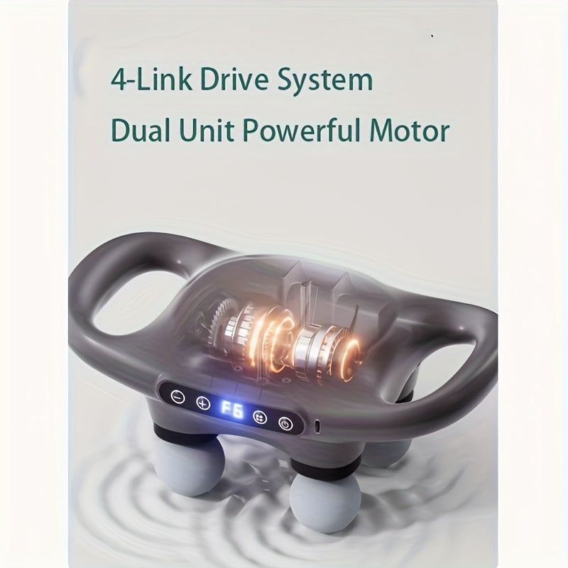 PORTABLE DEEP TISSUE MASSAGER: Percussion Massage Device, 4 Attachments for Relaxing Muscles in The Back, Legs, Neck, Shoulders, And Body, Perfect Gift for Loved Ones