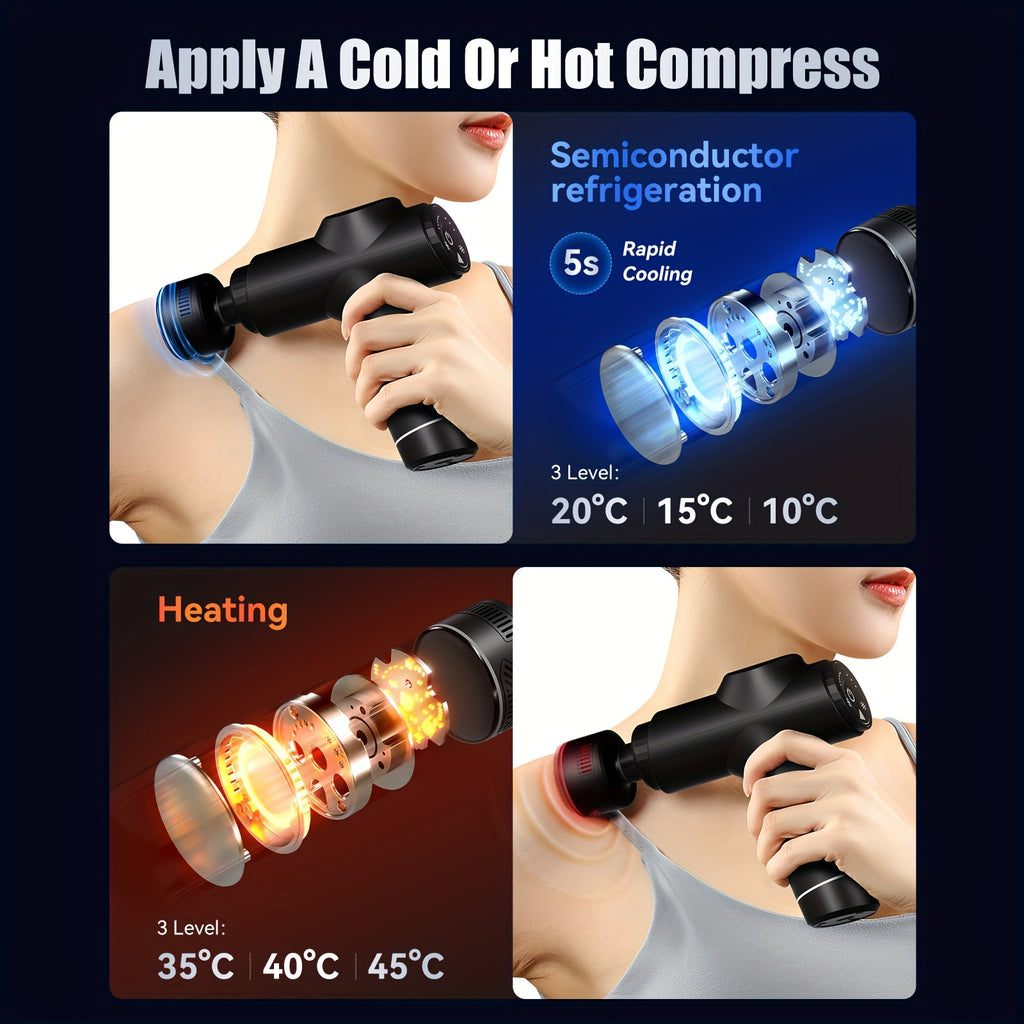 1 Set Of 2400mAh Hot And Cold Compress Fascia Gun, Deep Relaxation Of The Whole Body, Hot And Cold Two Modes, Upgraded Cold Compress Technology, Continuous Cooling, Good Exercise Companion
