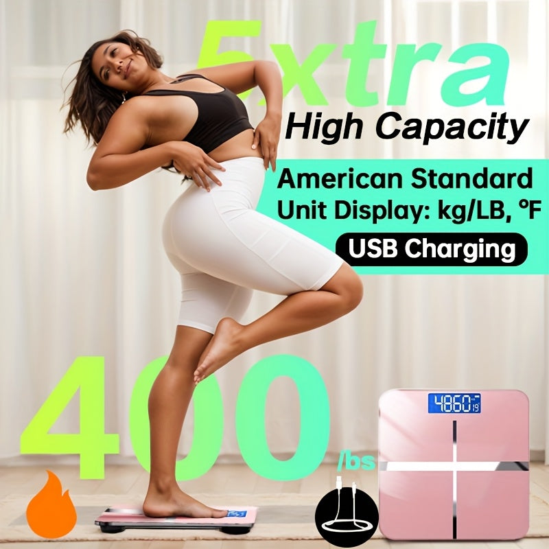 High Precision Scale Ultra High 400 LB Weight Scale, High Precision Smart Digital Bathroom Scale | LB\u002FKG Convertible, Multi-function Temperature Display, HD LCD Display, Ultra Wide Platform And Large Capacity For Home, Dorm, Gym Or Office Use