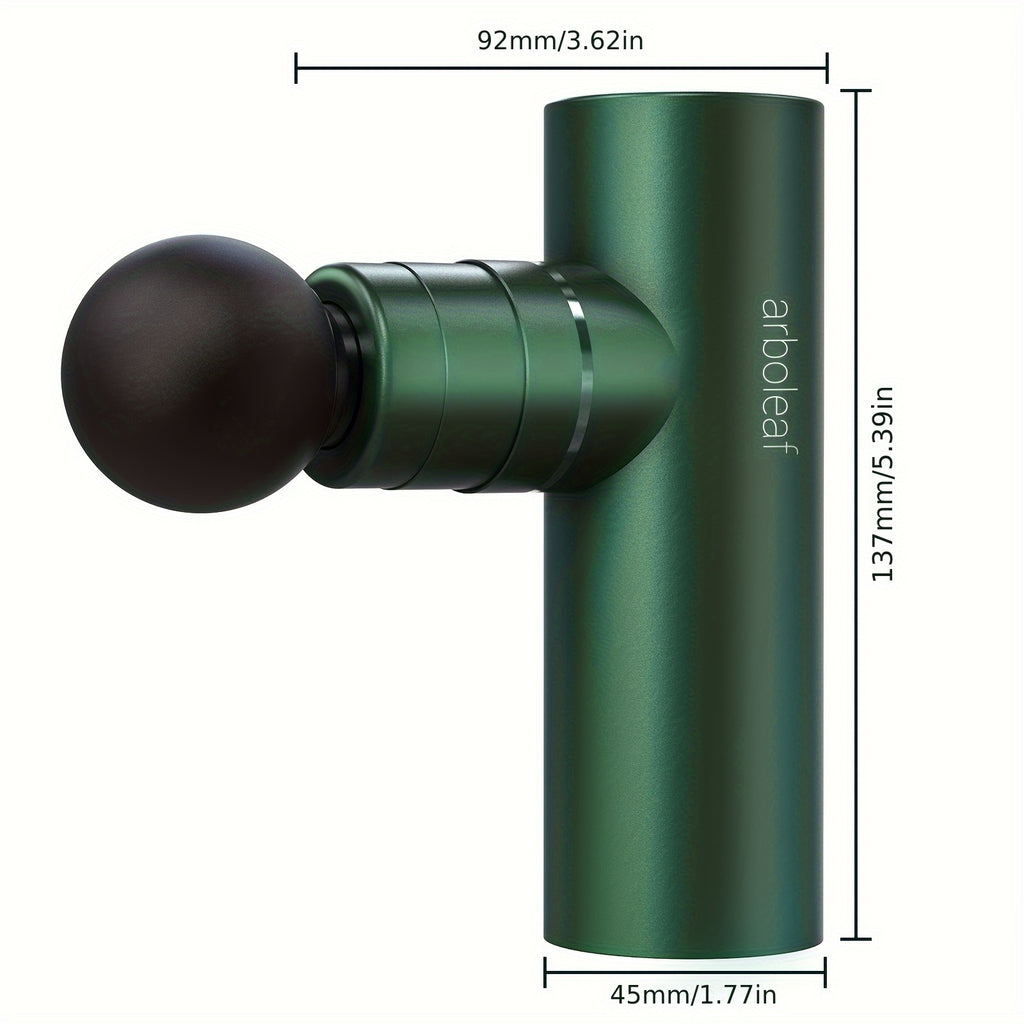Compact Massage Gun Compact 5-Speed (3200 RPM) Metallic Green Massage Gun | 4 Attachments, 5.4'' Pocket-Sized for On-the-Go Muscle Relaxation, Percussion for Pre\u002FPost Workout, Includes Travel Case - Ideal Gift for Dad\u002FMom, Christmas & Birthdays