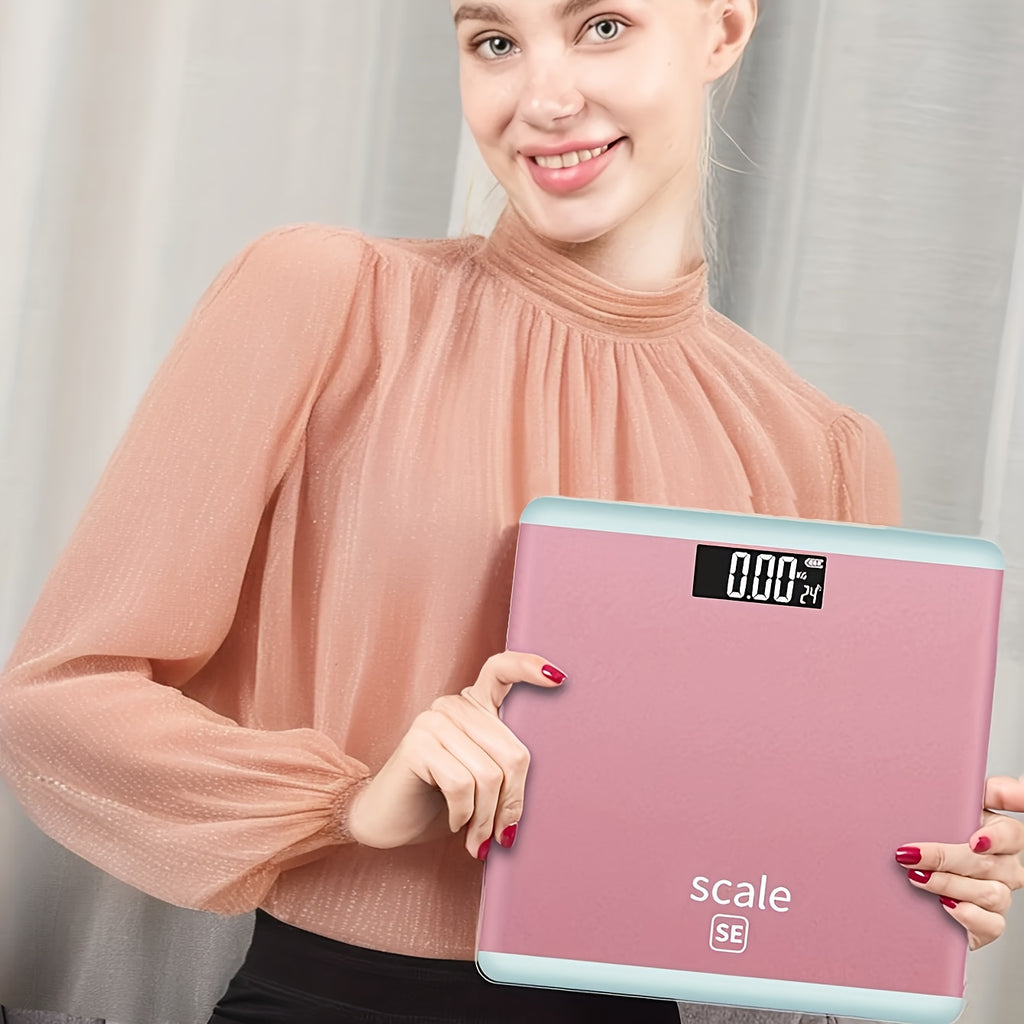 1pc Digital Bathroom Scale, Smart Body Weight Scale with Indoor Temperature Display, Battery-Powered, ≤36V, No Battery Included