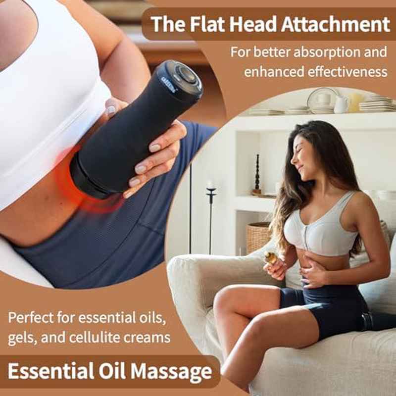 Women'S for deep Tissue Massage Gun with Vibration - Cordless & Battery-Powered (Batteries Not Included) - 5-Speed Adjustable with 4 Attachments (Cupping, Flat, Pointed, Fascia) for Muscle, Relief, Lymphatic Drainage & Body Sculpting - Ergonomic Des