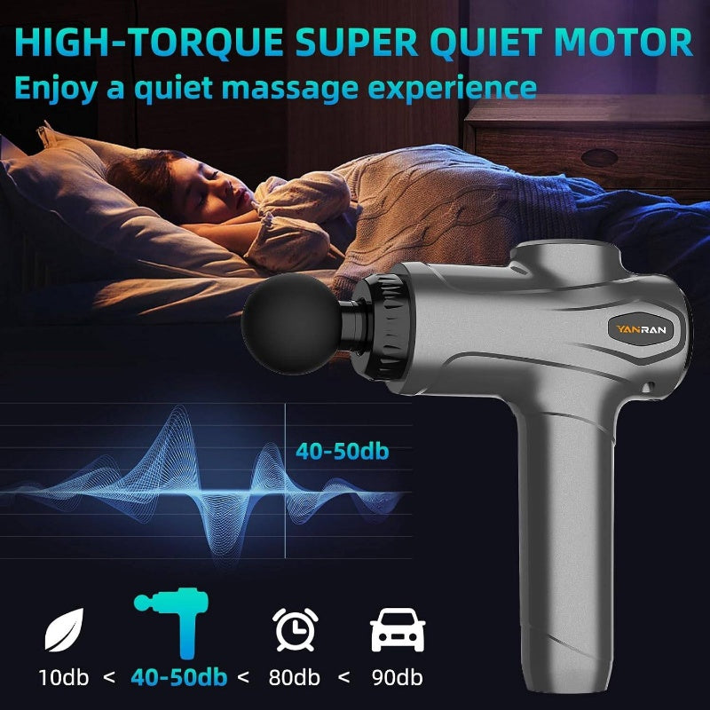 Deep Tissue Massage Gun - -like Portable Percussion Massager with 7 Speed Levels & 6 Interchangeable Heads, - ( Not Included) for, Athletes, Back, Neck, Leg, Arm - Men & Women